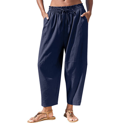 Pantalons pour femmes à coupe ample et taille élastiquée