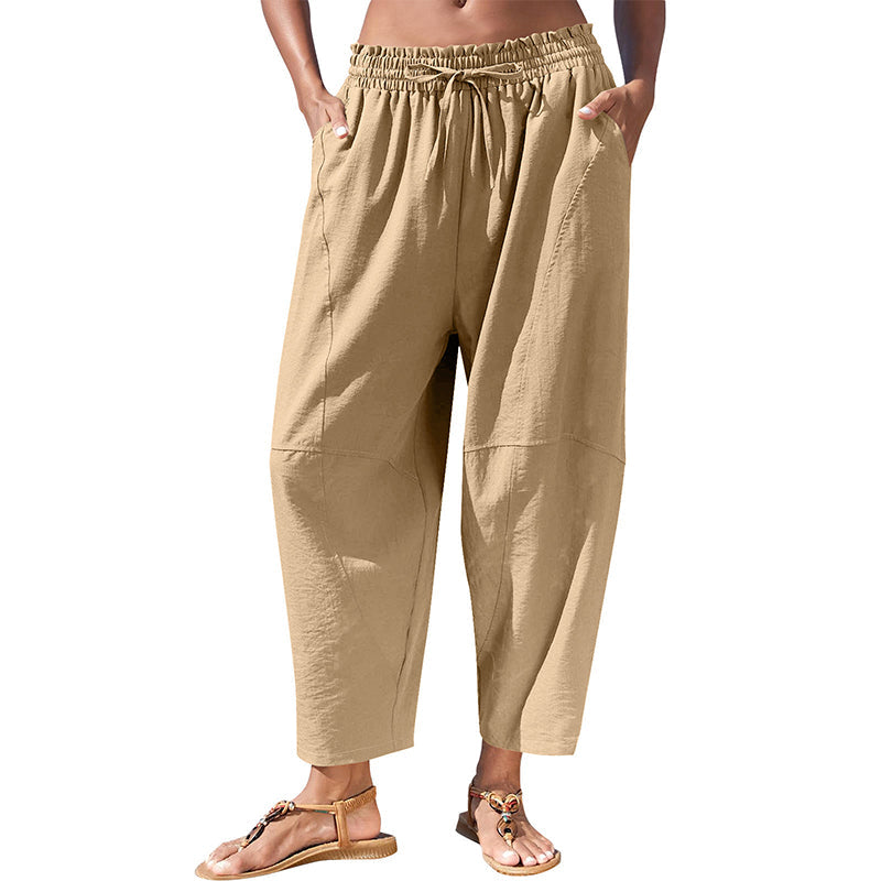Pantalons pour femmes à coupe ample et taille élastiquée