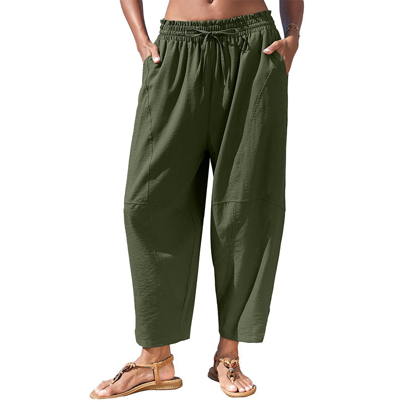 Pantalons pour femmes à coupe ample et taille élastiquée