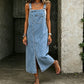 👗 50 % DE RÉDUCTION EN CE MOMENT ! 👖 Robe-salopette midi sans manches en jean pour femme – Jean doux et coupe décontractée – Style vintage, poches latérales – Idéale pour les journées décontractées ou les superpositions estivales ✨