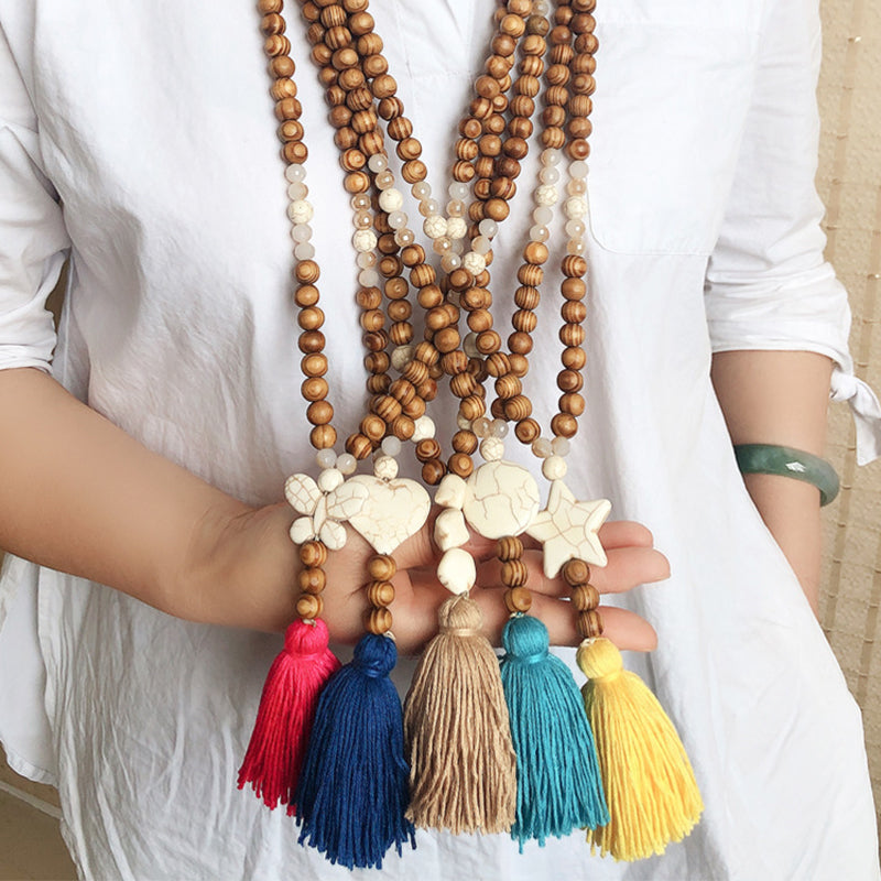 Collier long pour femme, style bohème rétro, pour vacances à la plage et tenue de tous les jours