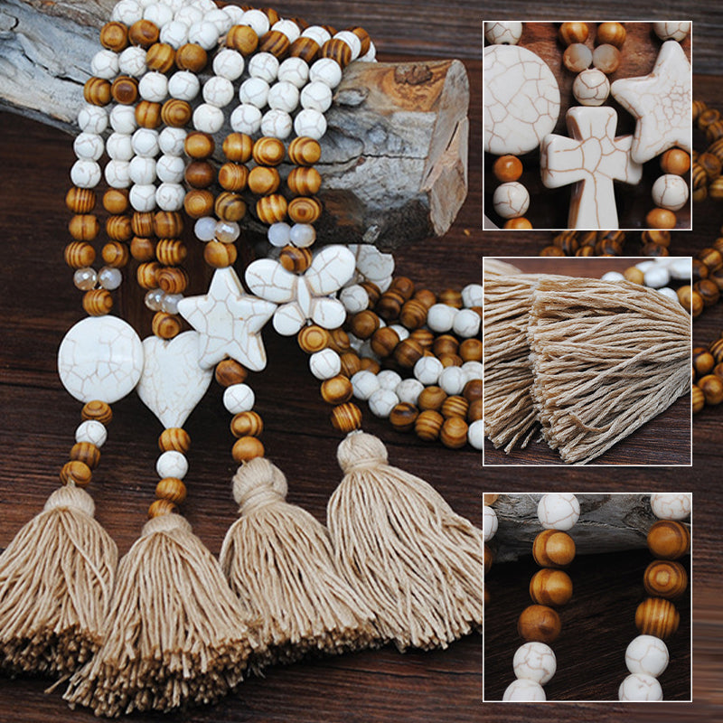 Collier long pour femme, style bohème rétro, pour vacances à la plage et tenue de tous les jours