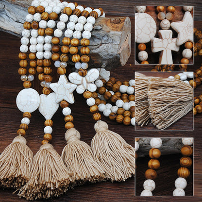 Collier long pour femme, style bohème rétro, pour vacances à la plage et tenue de tous les jours