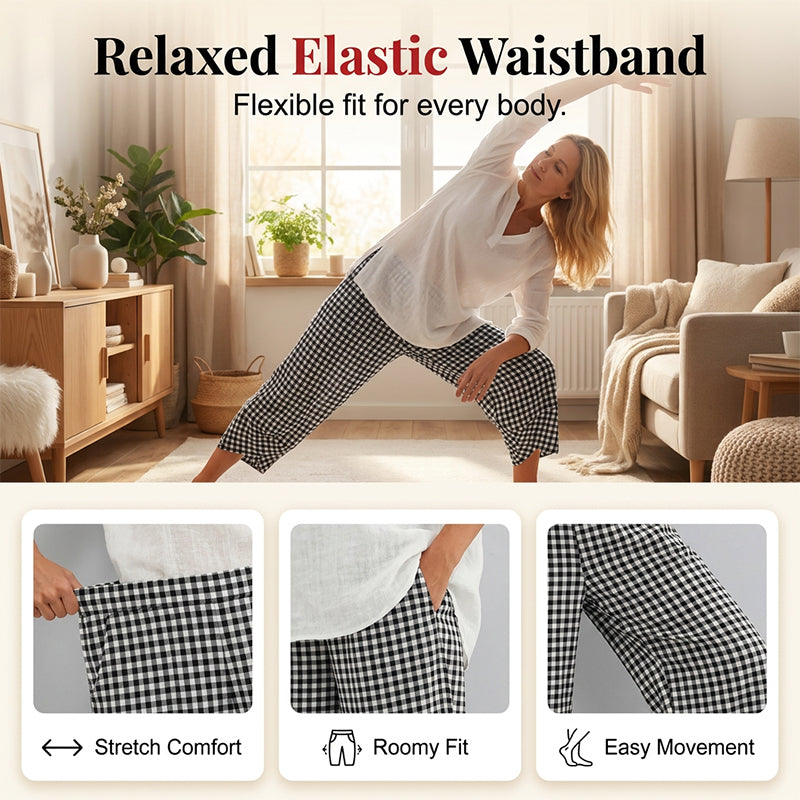 ⭐ Plus de 5.000 avis positifs ! Pantalon décontracté à carreaux et patchwork pour femme, longueur cheville