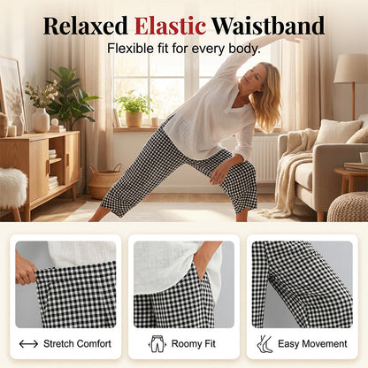 ⭐ Plus de 5.000 avis positifs ! Pantalon décontracté à carreaux et patchwork pour femme, longueur cheville