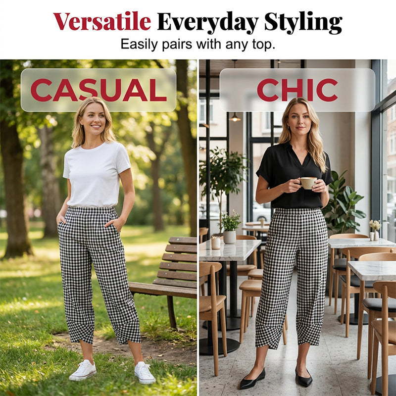 ⭐ Plus de 5.000 avis positifs ! Pantalon décontracté à carreaux et patchwork pour femme, longueur cheville
