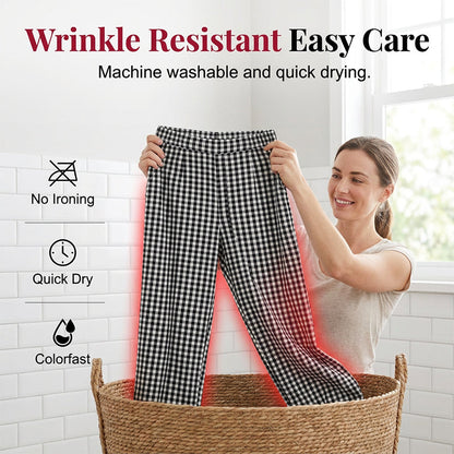 ⭐ Plus de 5.000 avis positifs ! Pantalon décontracté à carreaux et patchwork pour femme, longueur cheville