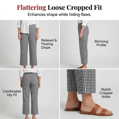⭐ Plus de 5.000 avis positifs ! Pantalon décontracté à carreaux et patchwork pour femme, longueur cheville