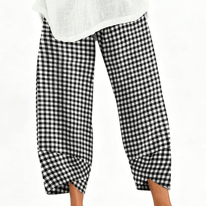 ⭐ Plus de 5.000 avis positifs ! Pantalon décontracté à carreaux et patchwork pour femme, longueur cheville