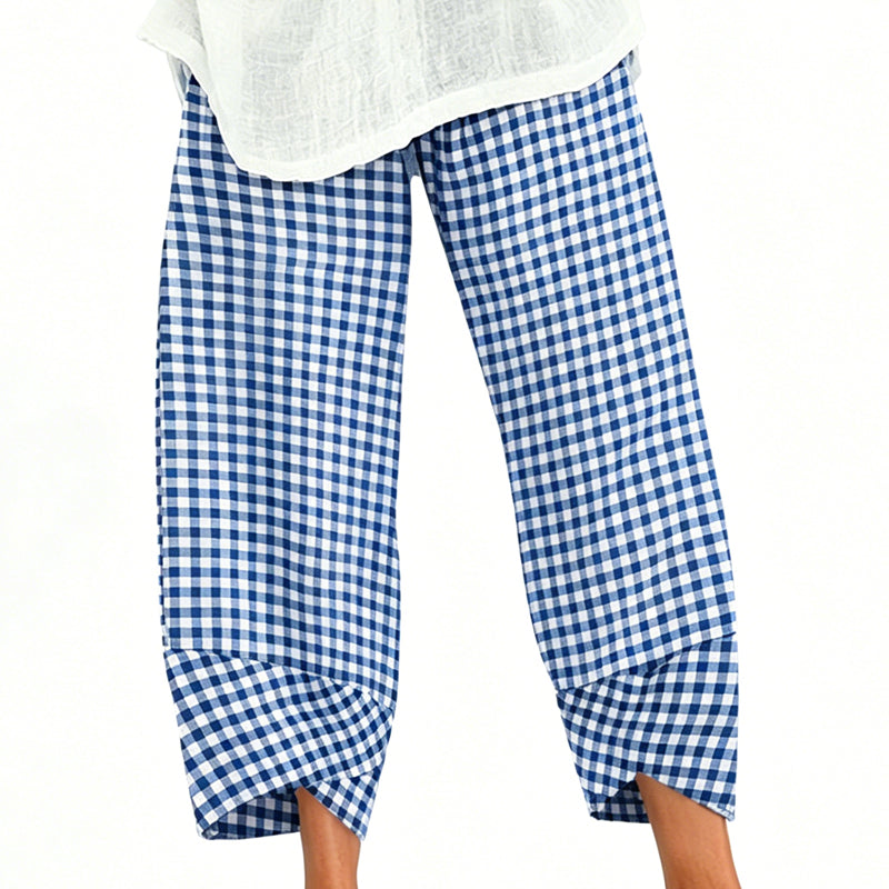 ⭐ Plus de 5.000 avis positifs ! Pantalon décontracté à carreaux et patchwork pour femme, longueur cheville