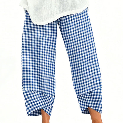 ⭐ Plus de 5.000 avis positifs ! Pantalon décontracté à carreaux et patchwork pour femme, longueur cheville