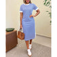 🔥 Le look le plus tendance de cet été ! Robe midi à manches courtes rayée pour femme