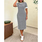 🔥 Le look le plus tendance de cet été ! Robe midi à manches courtes rayée pour femme