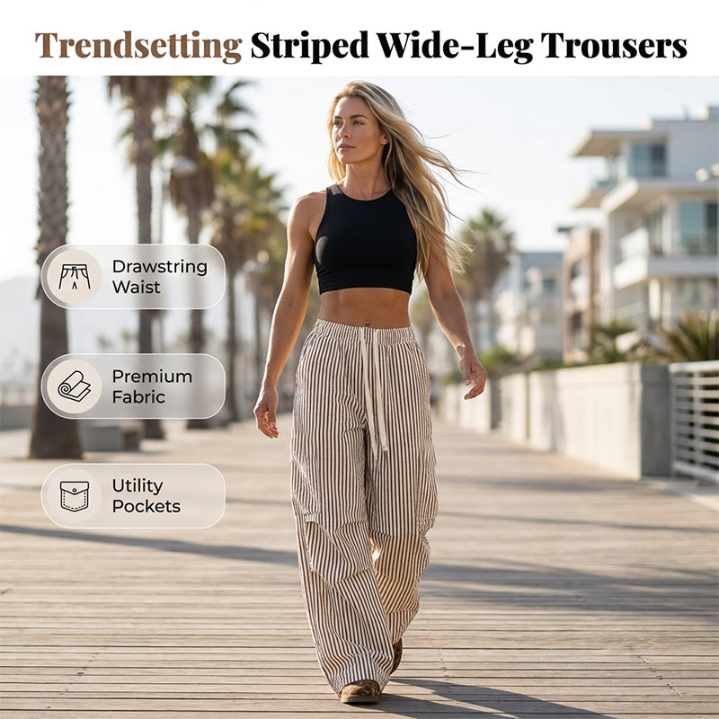 🚚 Réapprovisionnement – dépêchez-vous ! Pantalon large à rayures pour femme