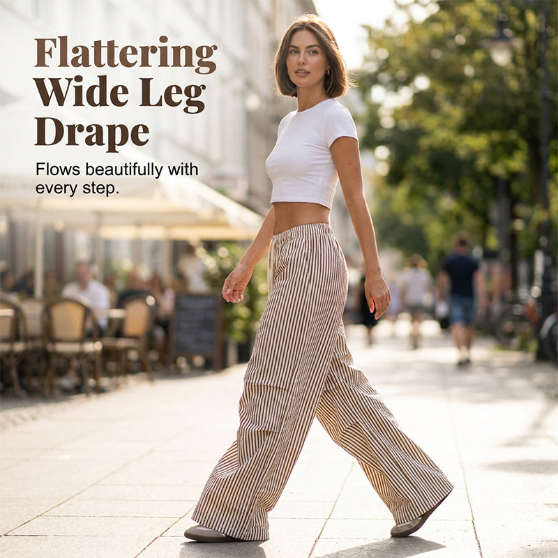 🚚 Réapprovisionnement – dépêchez-vous ! Pantalon large à rayures pour femme