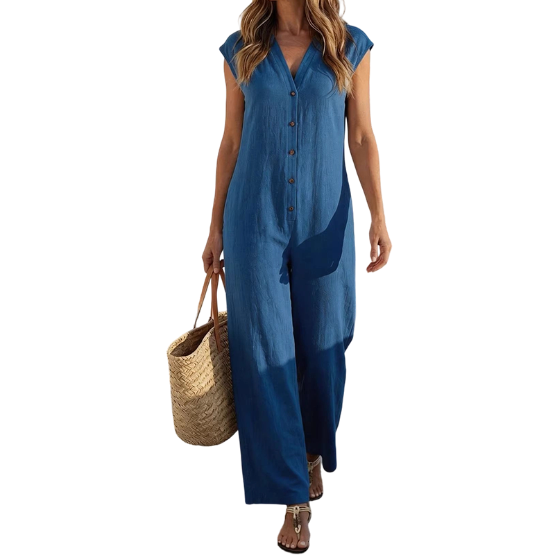 📈 N°1 des ventes – directement à -50% ! Combinaison d'été sans manches à boutons pour femme