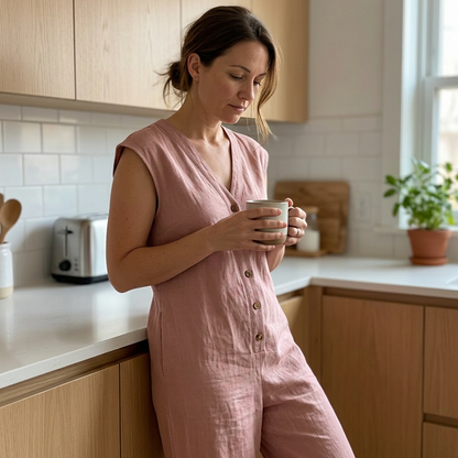 📈 N°1 des ventes – directement à -50% ! Combinaison d'été sans manches à boutons pour femme
