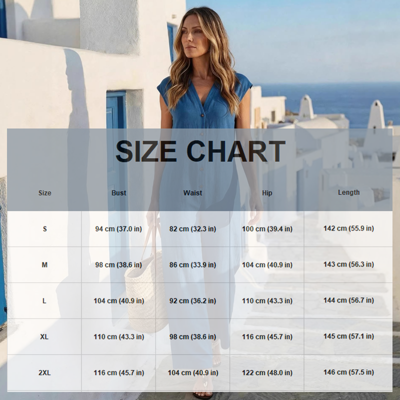 📈 N°1 des ventes – directement à -50% ! Combinaison d'été sans manches à boutons pour femme