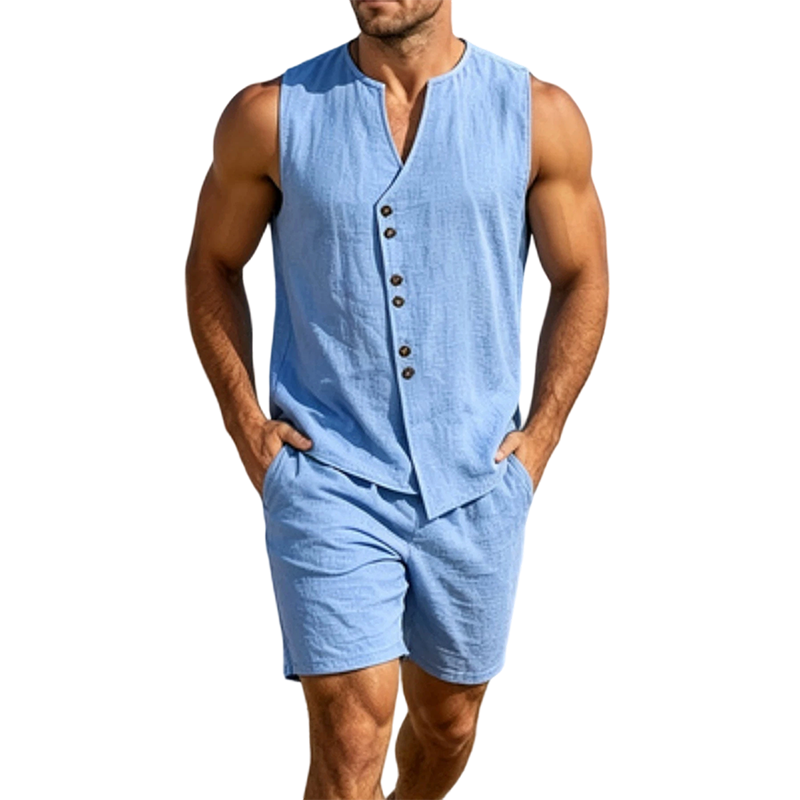 Ensemble d'été léger et respirant pour homme, débardeur et short sans manches