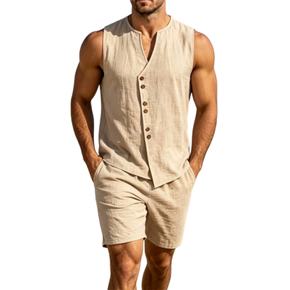 Ensemble d'été léger et respirant pour homme, débardeur et short sans manches