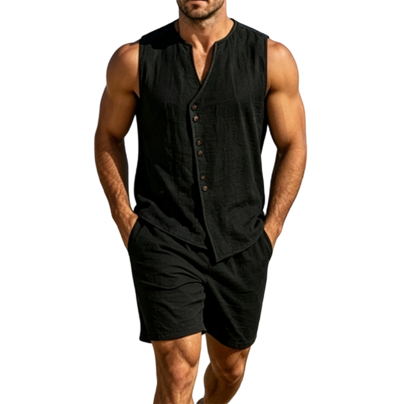 Ensemble d'été léger et respirant pour homme, débardeur et short sans manches