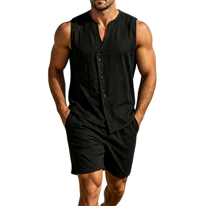 Ensemble d'été léger et respirant pour homme, débardeur et short sans manches