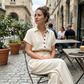Ensemble boutonné ample uni pour l'été à la mode féminine