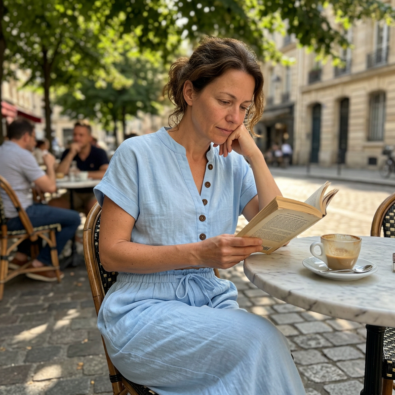 Ensemble boutonné ample uni pour l'été à la mode féminine