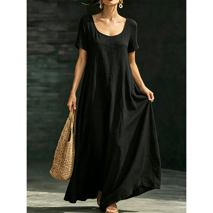 Robe Longue d'Été Minimaliste à Col Dégagé
