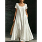 Robe Longue d'Été Minimaliste à Col Dégagé