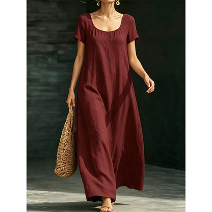 Robe Longue d'Été Minimaliste à Col Dégagé