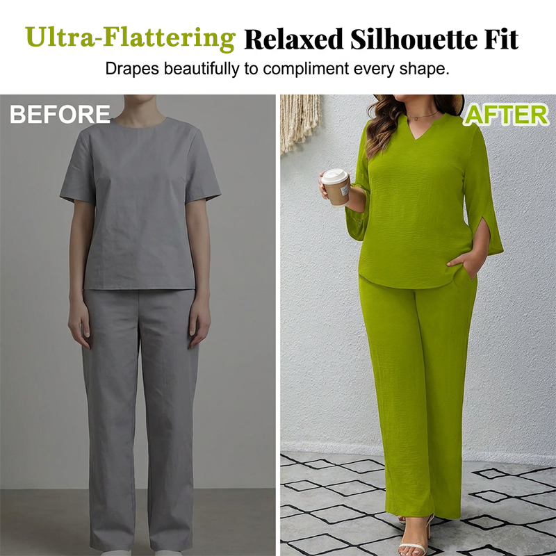 Ensemble haut décontracté et pantalon large pour femme