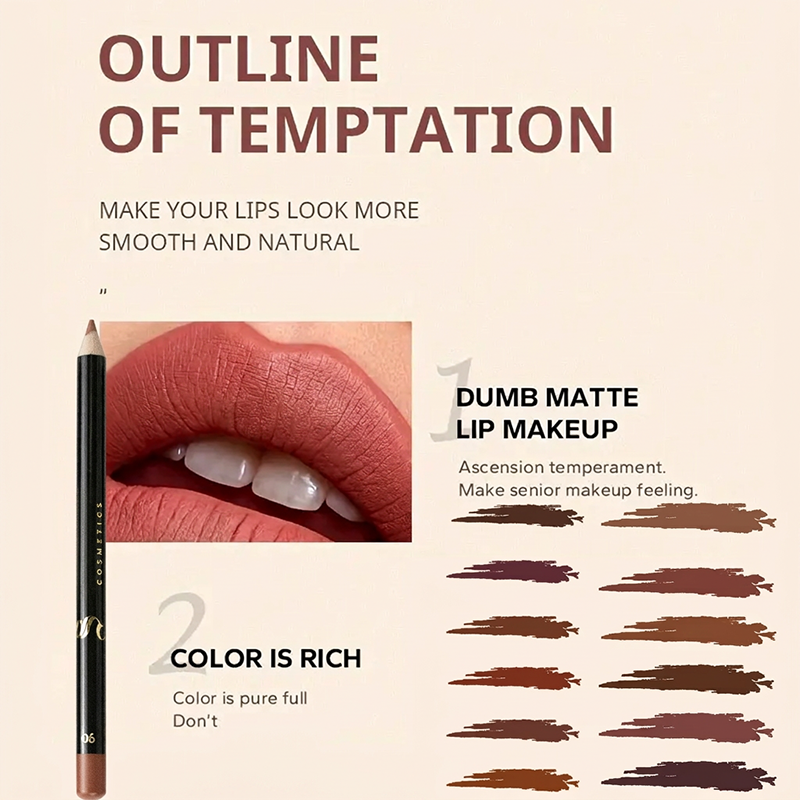 Coffret de 12 Crayons Contour des Lèvres Mats