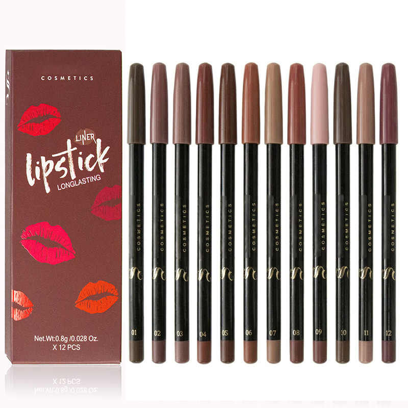 Coffret de 12 Crayons Contour des Lèvres Mats
