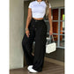 Pantalon Taille Haute Jambe Droite – Couture frontale, élastique dos & coupe flatteuse – Parfait pour un look élégant au quotidien 🌿