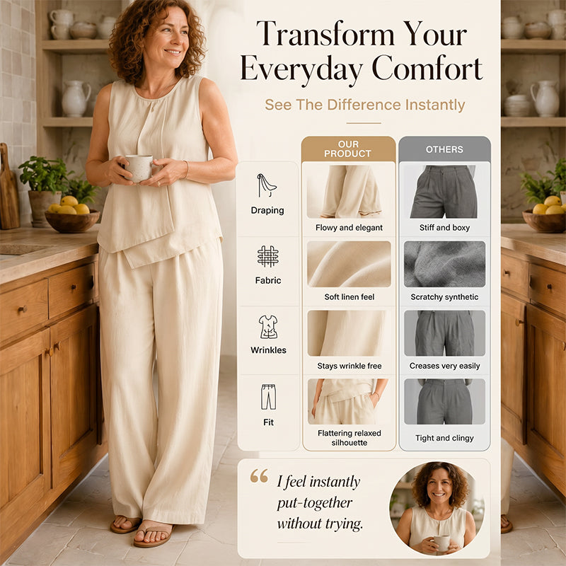 Ensemble Femme Haut Asymétrique & Pantalon Large