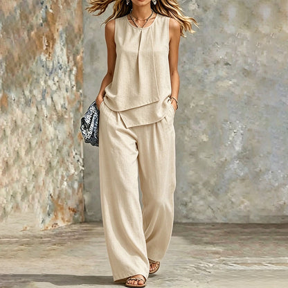 Ensemble Femme Haut Asymétrique & Pantalon Large