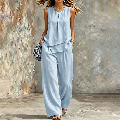 Ensemble Femme Haut Asymétrique & Pantalon Large
