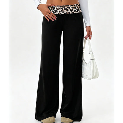 😍❤️ Pantalon de yoga taille haute pour femme, imprimé léopard, coupe légèrement évasée ☁️