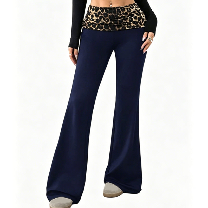 😍❤️ Pantalon de yoga taille haute pour femme, imprimé léopard, coupe légèrement évasée ☁️