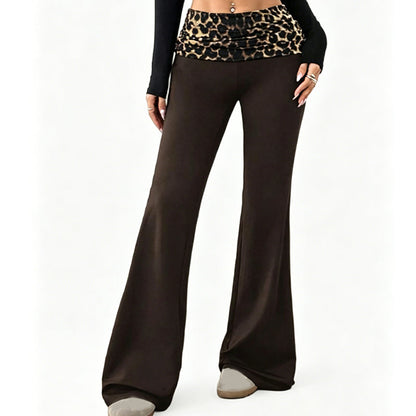 😍❤️ Pantalon de yoga taille haute pour femme, imprimé léopard, coupe légèrement évasée ☁️
