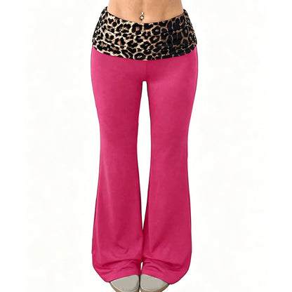 😍❤️ Pantalon de yoga taille haute pour femme, imprimé léopard, coupe légèrement évasée ☁️
