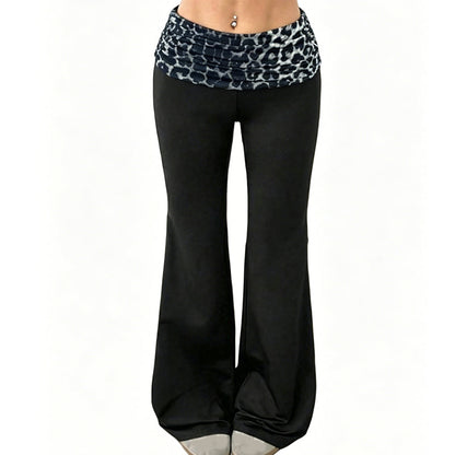 😍❤️ Pantalon de yoga taille haute pour femme, imprimé léopard, coupe légèrement évasée ☁️