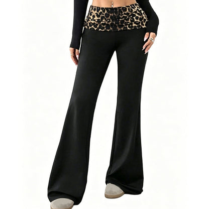 😍❤️ Pantalon de yoga taille haute pour femme, imprimé léopard, coupe légèrement évasée ☁️
