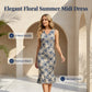 Élégante robe midi d'été à motifs floraux