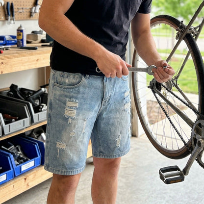 🔥Nouveautés et best-sellers – Shorts en jean déchirés et vieillis pour homme