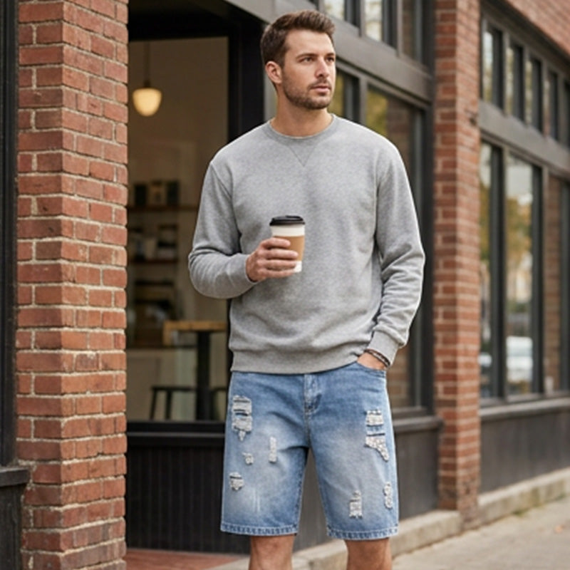 🔥Nouveautés et best-sellers – Shorts en jean déchirés et vieillis pour homme