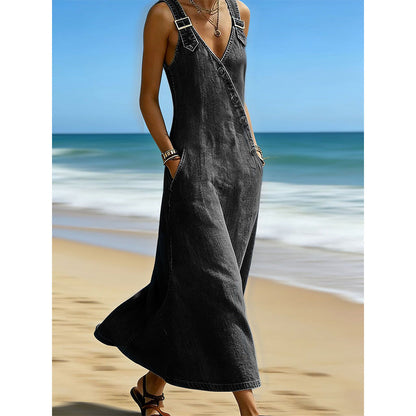👗✨Robe en jean asymétrique à boutons pour femme – Le chic au quotidien sans effort🔥