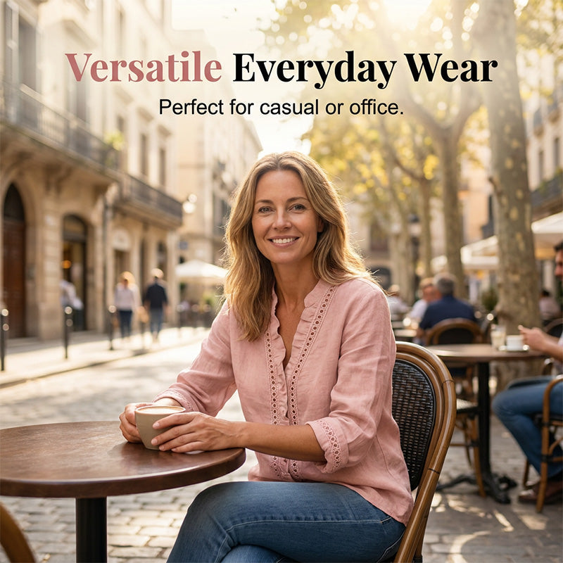 👚✨Chemisier décontracté à col en V et volants pour femme – Un style féminin et naturel au quotidien🌸