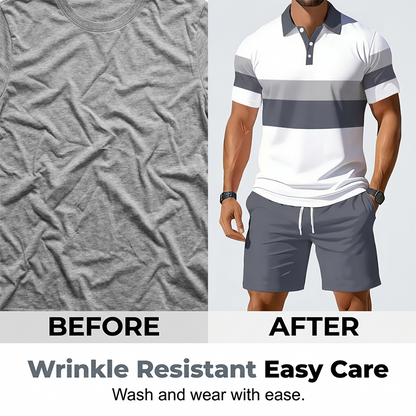 ☀️Set 2 Pièces Chemise et Short pour Homme – Confortable, Respirant et Polyvalent pour l'Été, les Loisirs et les Voyages👕🩳